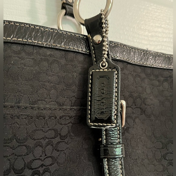 Vintage Leather Coach Laptop Bag, Black, Buckle Straps, Shoulder Tote - Picture 3 of 6